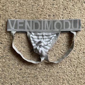 White and Gray Strip Jockstrap